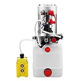  ZauberLu 12V/DC Hydraulikpumpe Doppeltwirkend Kipperpumpe Hydraulikaggregat 4L Kunststofftank Antriebseinrichtung für Auto(4L Doppeltwirkend Kunststoff)