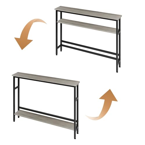 GarveeHome 2 Tier Narrow Console Table with Adjustable Shelf, 5.9 in Slim Sofa Table, Space-Saving Behind Couch Table for Living Room, Entryway, Hallway, and Foyer, Grey by GarveeHome - Image 6