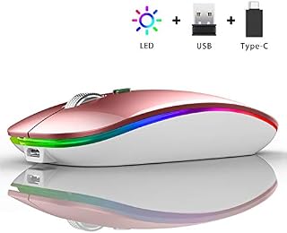 LED Wireless Mouse, Uiosmuph G12 Slim Rechargeable Wireless Silent Mouse, 2.4G Portable USB
