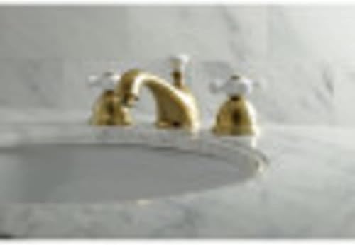 Miniatura 2 de Kingston Brass KS3961PX - Grifo de lavabo generalizado de restauración con mango cruzado de porcelana cromo pulido centro ajustable de 8 pulgadas