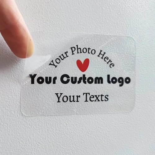 Inshoney 150pcs Custom Clear Stickers Personalized Logo Labels Transparent Stickers Waterproof Rectangle, Non-Fading, Tear-Resistant, Paste on Glass, Water Bottles, Jars, Bags, Many Sizes(Rectangle)