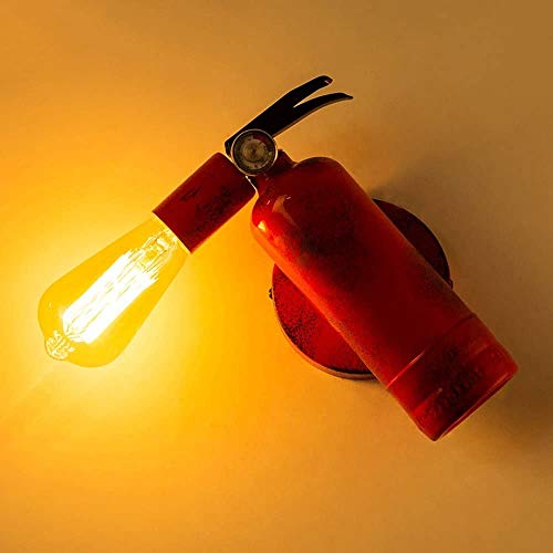 ZpLMW 1-Light Retro Industrial IronWall Lamp Vintage Creative Personality Red Fire Extinguisher Wall Light Bar Restaurant Aisle Wall Sconce Indoor Bedroom Bedside Lamp E27