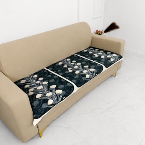 Image of Homerz Premium 'Luxe Series' Sofa Cover | Holland Velvet Fabric | Smooth Finish | Anti-Slip Fleece Backing Couch Protector (Terrace Vein, 5 (3+2) Seater, Only Seat Cover)