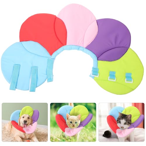 Image of POPETPOP Flower Shaped Elizabethan Pet Collar Size L Lightweight Recovery Neck Cover for Dogs to Help Prevent Licking and Scratching After Surgery Injury or Rash Care