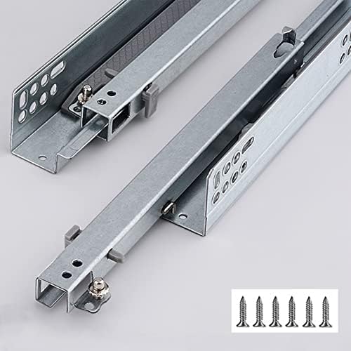 Undermount Drawer Slides, Hidden Rail with Buffer & Rebound Track for Cabinets, Office & Keyboard, Heavy-Duty 35kg Load-Bearing, Smooth Sliding Action