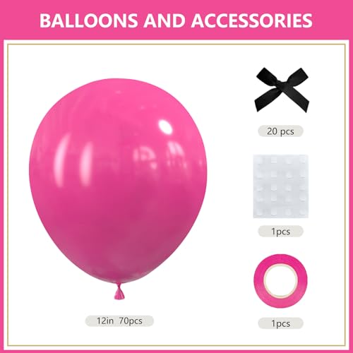 Image of Hot Pink Balloons 12 inch,70pcs Magenta Latex Party Balloons for Valentine's Day Wedding Engagement Bridal Bachelorette Tropical Party Decorations