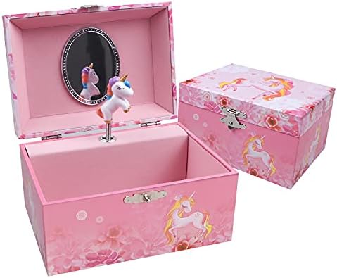 TAOPU Musical Jewelry Box with Spinning Unicorn Music Box Jewel Storage Case Best Gift Toys for Girls