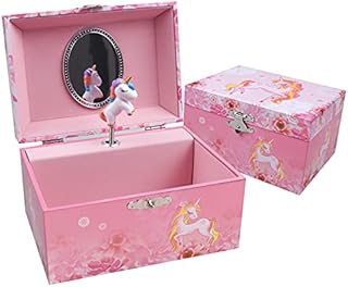 TAOPU Musical Jewelry Box with Spinning Unicorn Music Box Jewel Storage Case Best Gift Toys for Girls