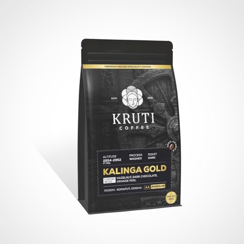 Image of Kruti Coffee-Specialty Coffee Roasters - Moka Pot Grind 250g | Kalinga Gold - Medium Dark Roast | Arabica Beans | Signature Blend From Koraput | Freshly Roasted