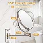 Wall Mounted Makeup Mirror - 10x Magnification 8'' Two-Sided Swivel Extendable Bathroom Mirror Nickel Finish - Image 3