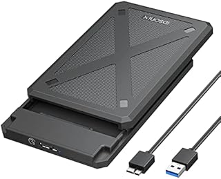 iDsonix 2.5 inch Hard Drive Enclosure USB 3.0 to SATA III Tool-Free External Hard Drive Enclosure for 7mm/9.5mm 2.5" SSD HDD with UASP, for Toshiba Samsung WD, Xbox PC TV Black