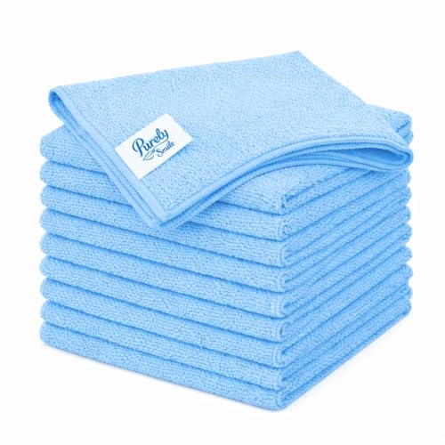 Blake & White Blue Microfibre Cloths 10 Pack – Ultra Fine Reusable Cleaning Cloths for Home & Industrial Use – 90 Percent Polyester & 10 Percent Polyamide Material (36x36cm)