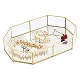 Polbecky Vintage Makeup Jewelry Organizer Mirrored Glass Tray Handmade Home Decorative Metal Vanity...
