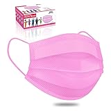 BW BEST WAY 3 Ply 100 Pack Disposable Pink Face Masks, Premium Hypoallergenic Non-Woven Melt Blown Cloth with SMS Layer, Breathable, Comfortable Mask for Men Women Adults