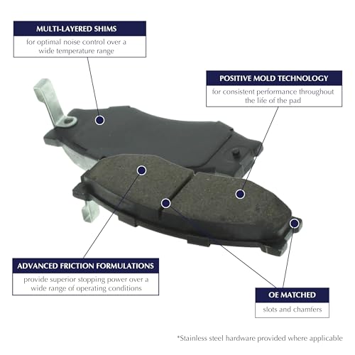 Image of Centric 105.09760 Posi Quiet Premium Ceramic Disc Brake Pad Set with Shims For Select Lexus and Toyota Model Years