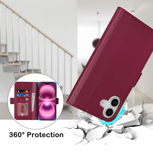 Étui iPhone 16 Plus en cuir synthétique rose pour les sorties citadines - 4