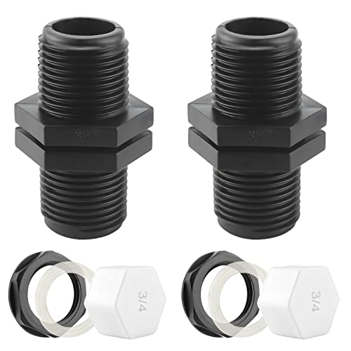 Conductor de depósito de agua de lluvia de 3/4 pulgadas con rosca exterior, 2 unidades de rosca para depósito de combustible con tapas de sellado de PVC, conector de barril para agua IBC