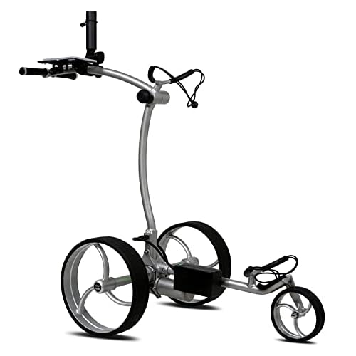 tour-made RT-610S Elektro Golftrolley Golfcaddy mit Lithium Akku Motorbremse schmaler Radstand Qualität vom Deutschen Fachhändler (Silver-Silver)