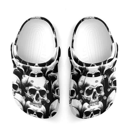 Meaudiwes Toddler Clogs Boys Girls Kids Cute Slippers Fashion Outdoor Beach Pool Shoes Cool Funny Goth Skulls
