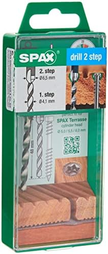 SPAX Wiertło stopniowe z 2 stopniami wiercenia 4,1 i 6,5 mm, wiertło 2-stopniowe, budowa tarasów, 5009409873005