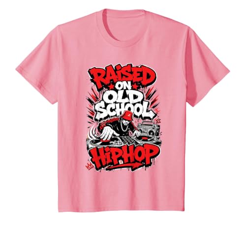Raised On Old School Hip hop T-Shirt, Youth, Pink, 2T