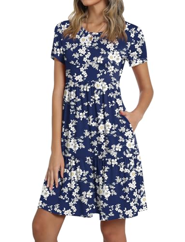 Image of TAOHUADAO 2026 Summer Dresses for Women Short Sleeve Ruffle Casual Sundress with Pockets