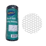 PVC Hexagonal Poultry Netting Chicken Wire 12' x25' x 1' Mesh 20GA Black