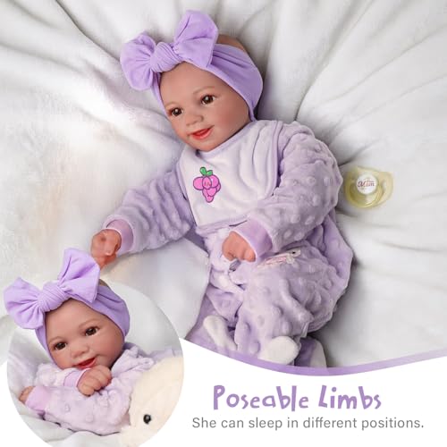 BABESIDE Lifelike Reborn Baby Dolls with Bassinet, 17 Inch Soft Body Realistic Newborn Real Life Girl Baby Dolls Soft Vinyl and Cloth Body with Basket & Feeding Kit Gift Box for Kids Age 3+ by BABESIDE - Image 6