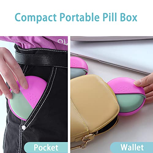 Pill Cases 4 Packs Travel Pill Organizer Portable Compact Pill Box For Purse Cute Round Medicine Container For Pills Fish Oil Vitamine Supplements #TOP3