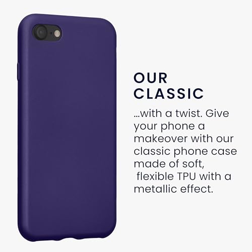 Image of kwmobile Case Compatible with Apple iPhone SE (2022) / iPhone SE (2020) / iPhone 8 / iPhone 7 Case - Soft Slim Metallic TPU Silicone Cover - Metallic Blue Violet
