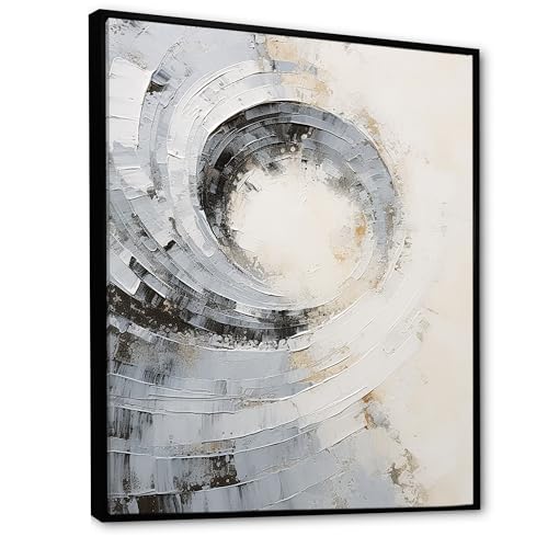 DesignQ Abstract Spirals Wall Art, Majestic Motion In White And