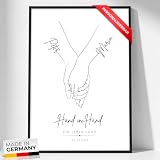 Gentle North Personalisiertes Hochzeitsgeschenk – Poster „Hand in Hand ein Leben lang“ mit Namen & Datum – Geschenk zur Hochzeit für Brautpaar – personalisierte Hochzeitsgeschenke für Paare