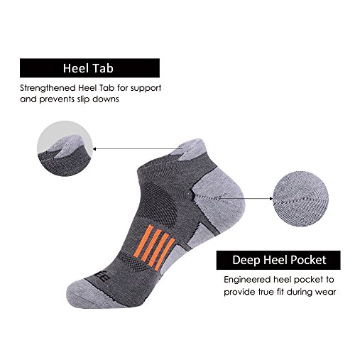 JOYNÉE Men's 6 Pack Athletic No Show Performance Comfort Cushioned Low Cut Running Tab Socks,Black,Sock Size:10-134