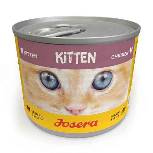 JOSERA Nassfutter Kitten Chicken (6 x 200 g) | Kitten | Premium Katzenfutter nass für wachsende Katzen | Huhn & Kürbis | mit Lachsöl | getreidefrei | Anti-Haarballen | Alleinfutter | 6er Pack