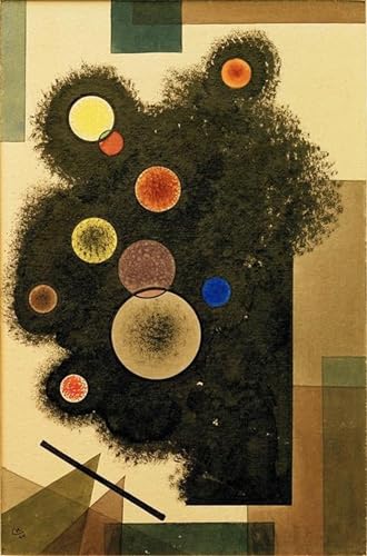 Tableau Kreise en Schwarz Kandinsky impression sur toile 60x90cm pour décoration murale