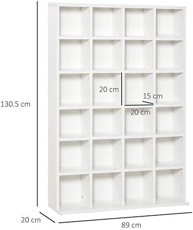 HOMCOM 480 CD / 312 DVD Storage Shelf Rack Media Storage Unit Shelves Racks Wooden Bookcase Display Unit with 4 Adjustable Shelves White