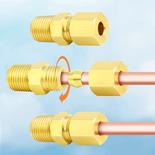 GASHER 5PCS Brass Compression Tube Pipe Fitting Connector, 1/2" Tube OD x 1/2" NPT Male Connector by GASHER - Image 2