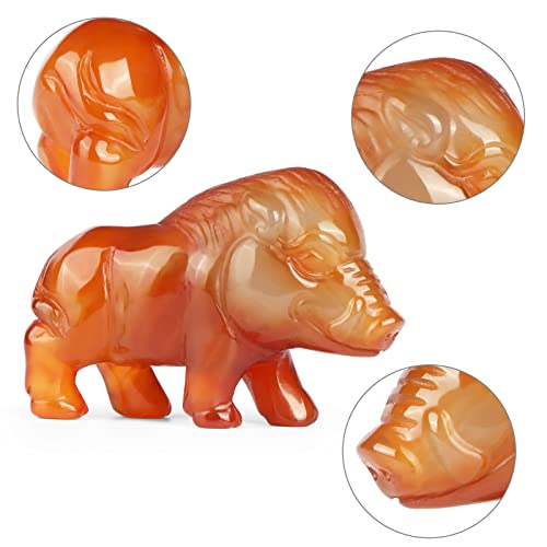 Hxswkk 2.7" Crystal Pig Figurine Crystal Pig Statue Red Banded Carnelian Agate Wild Boar Sculpture Crystal Pig Forest Animals Wildlife Animal Desktop Decorations For Home Office #TOP2