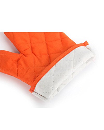 Nachvorn Oven Mitts, Premium Heat Resistant Kitchen Gloves Cotton & Polyester Quilted Oversized Mittens, 1 Pair Orange #TOP4