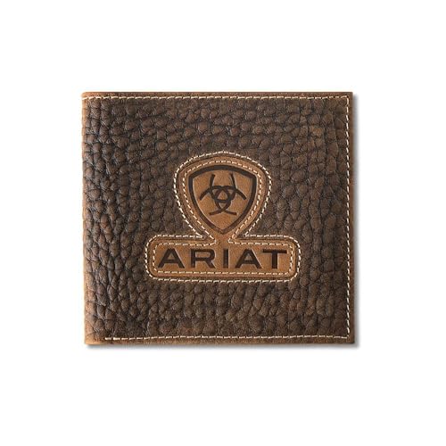 ARIAT Men's Inlay Patch Textured Leather Bifold Wallet