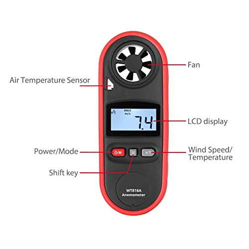 Justool Handheld Anemometer Ip65 Waterproof Digital Wind Speed Meter Lcd Backlit Air Flow Velocity Tester 14℉-113℉ Wind Temperature, Wind Chill For Meteorology, Shooting, Drone, Sailboats, Surfing #TOP4