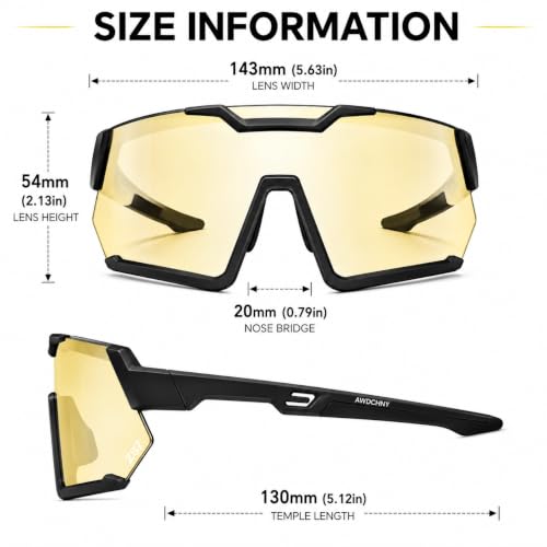 Image of Photochromic Z87 Safety Sports Sunglasses for Men Women, ANSI Z87 TR90 Frame UV400 Protection for Running Cycling