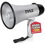 《PYLE メガホン スピーカー》 拡声器 持ち運び可能 コンパクトサイズ PA ブルホーン 最大20 W & 調整可能なボリュームコントロール 折りたたみ式ハンドル サイレン内蔵 366m の距離範囲まで音声が届く サッカー 野球 ホッケー 応援ファン コーチ用 安全訓練用 - megaphone パイル (シルバー)