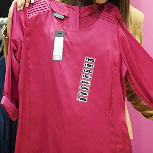 Clothing Size Strip Labels - 1.25" X 5" - 250 Strips Per Roll - Clear With Black And White Ink By Kenco (Extra Small) #TOP4