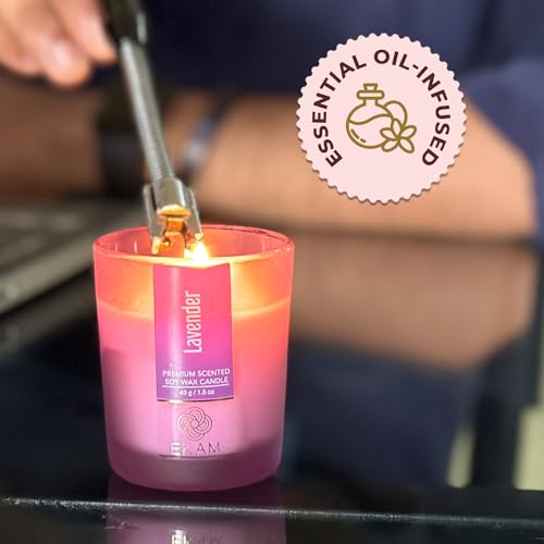 Image of EKAM Lavendar Votive Soy Wax Scented Candle, 40 Grams, 10 Hours Burn Time| Long Lasting Premium Candles | Ideal for Home Decor | Gifting & Aromatherapy
