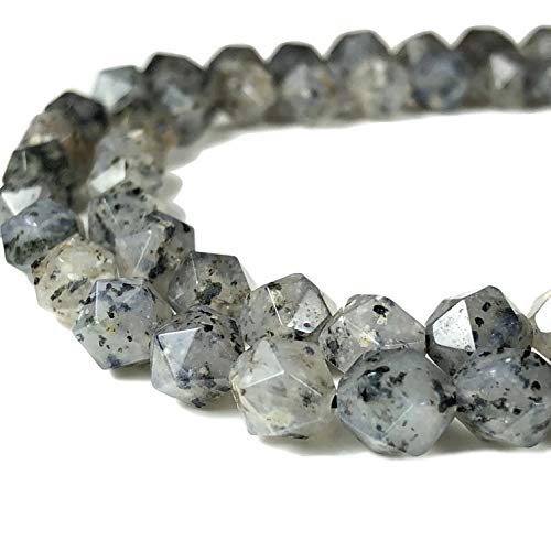 ABCGEMS Dalmatian Rutile Quartz Beads with Black Inclusions