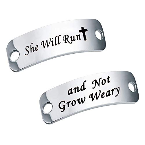 BEKECH Isaiah 40:31 Bible Verse Trainer Tag Gift for Runners Shoelace Charm Lace Tag Get Fit Running Marathon Runners Gift