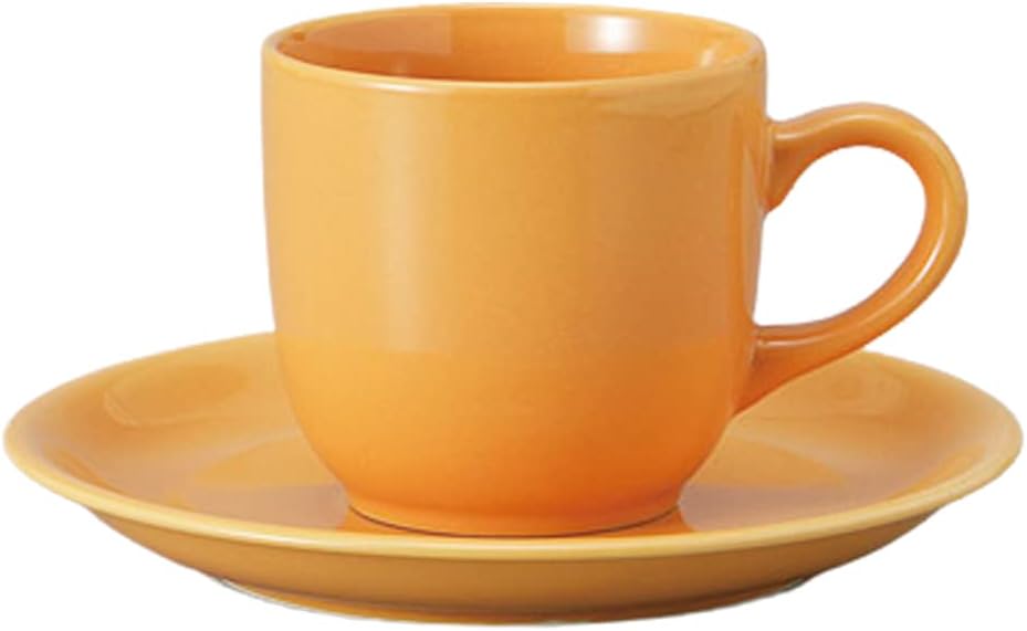 Yamashita Craft 776941433 Cup & Saucer, Yellow Coffee Bowl Plate, 3.0 x 4.1 x 2.7 inches (7.5 x 10.5 x 6.9 cm), 6.8 fl oz (200 cc), Dish, 6.1 x 0.8 inches (15.1 x 2.1 cm)