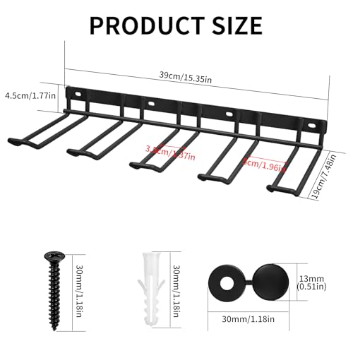 Werkzeugspeicher für Elektrowerkzeug Organizer, Garage Aufbewahrung Wandhalterung, Metall Werkzeugregal Organizer, 4 Schlitzen Bohrhalter Wandmontage für Garage Werkstatt Werkzeugraum (Schwarz)