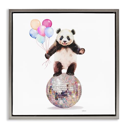 Panda Balloons Disco Playful, 17 x 17 Inch Canvas in Floater Frame